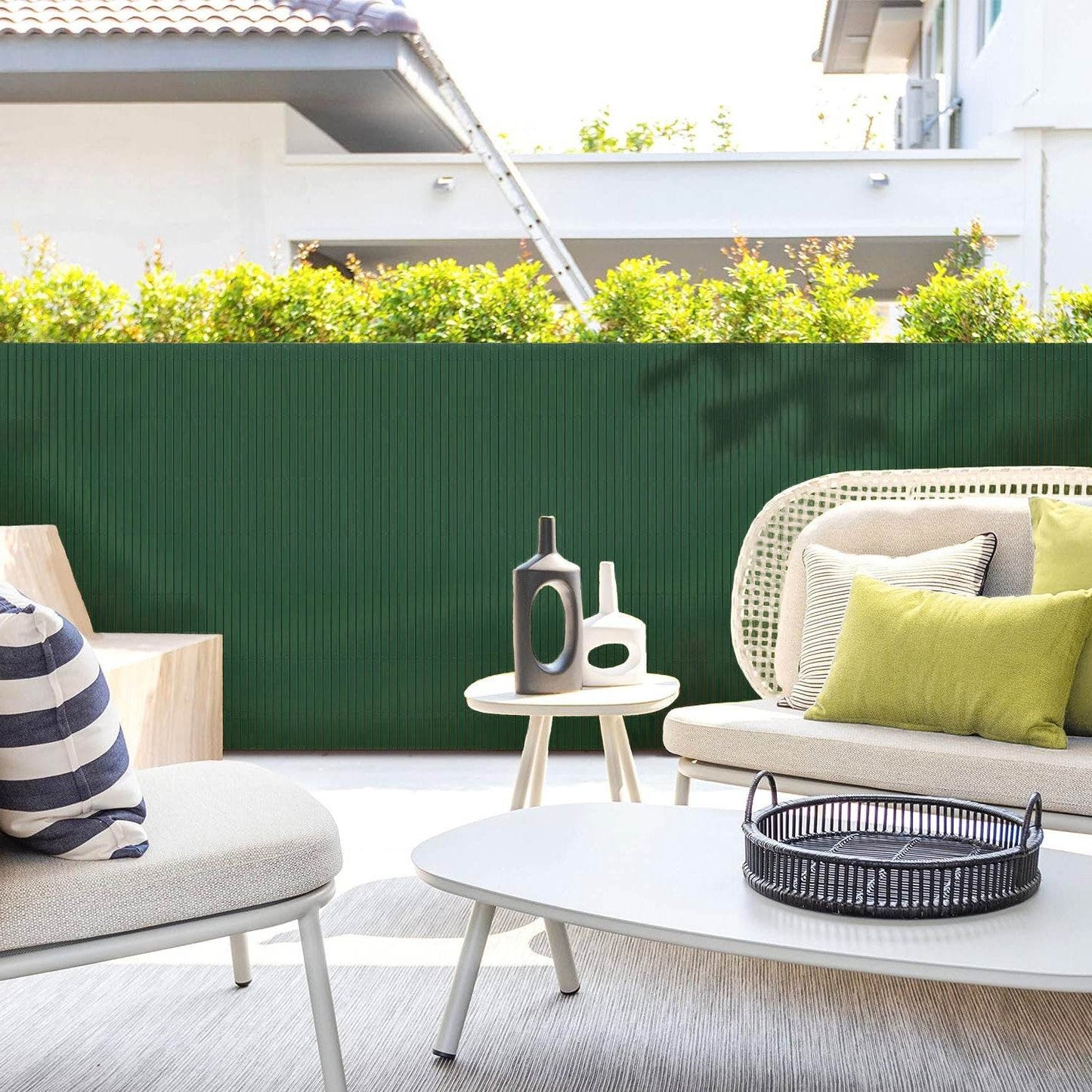 Artificial PVC Bamboo Screening Fence 4m - Green - Evergreenery