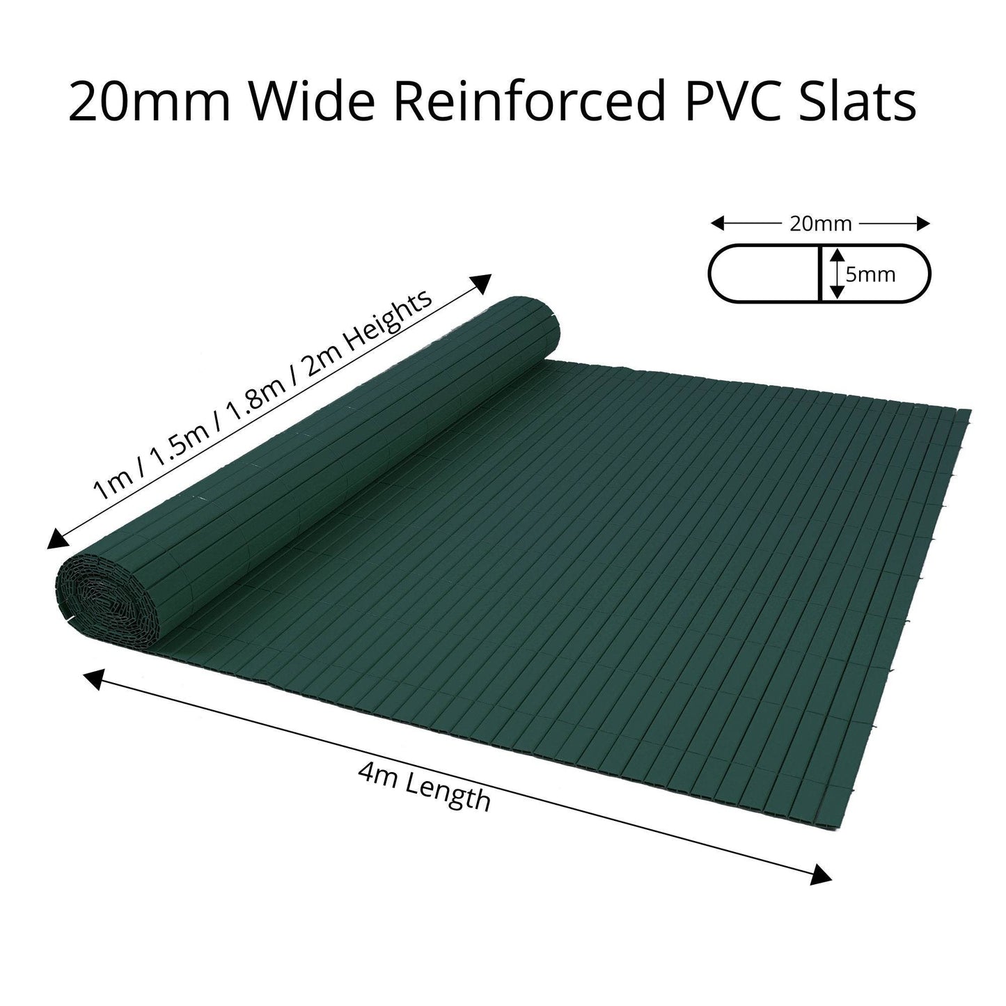 Artificial PVC Bamboo Screening Fence 4m - Green - Evergreenery