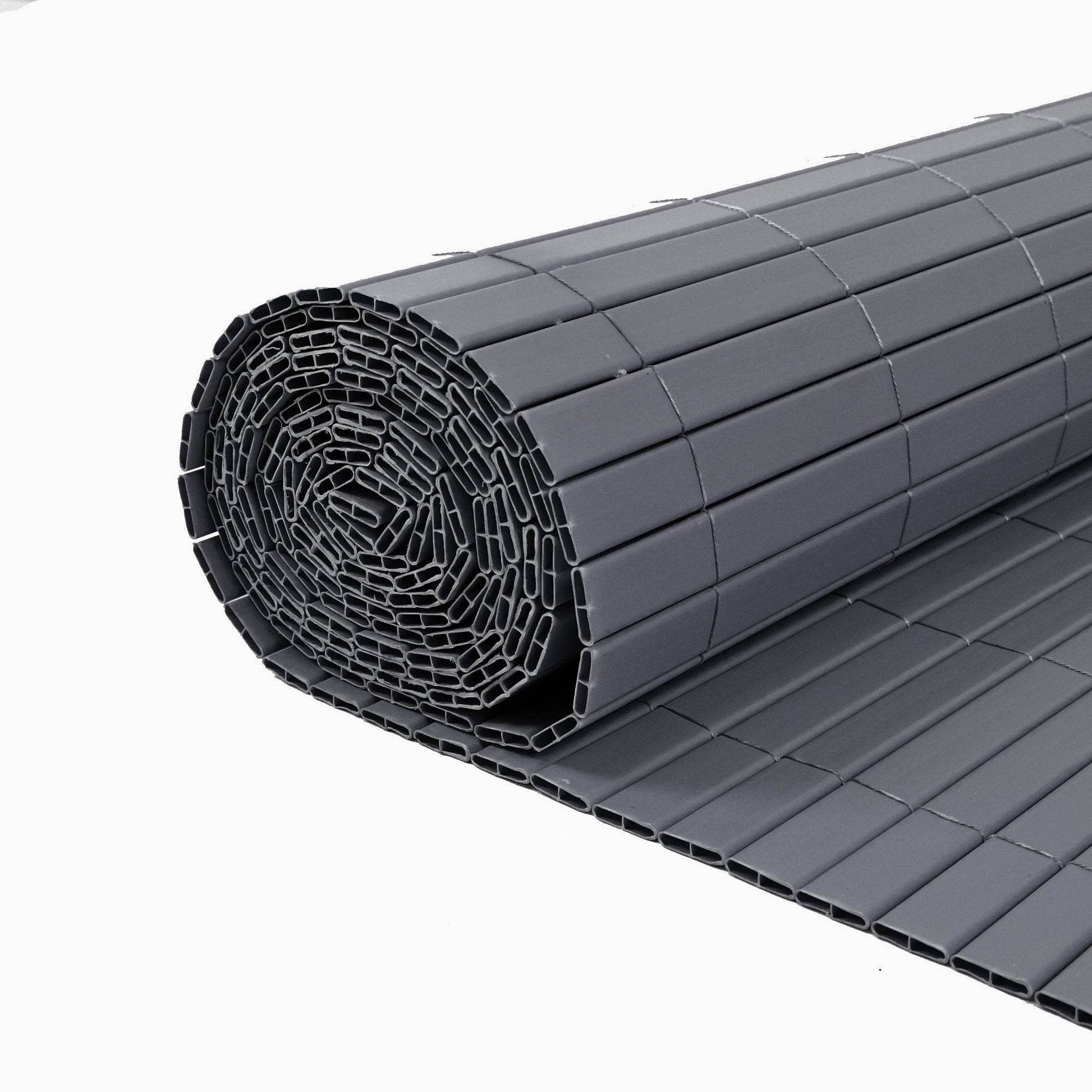 Artificial PVC Bamboo Screening Fence 4m - Grey - Evergreenery