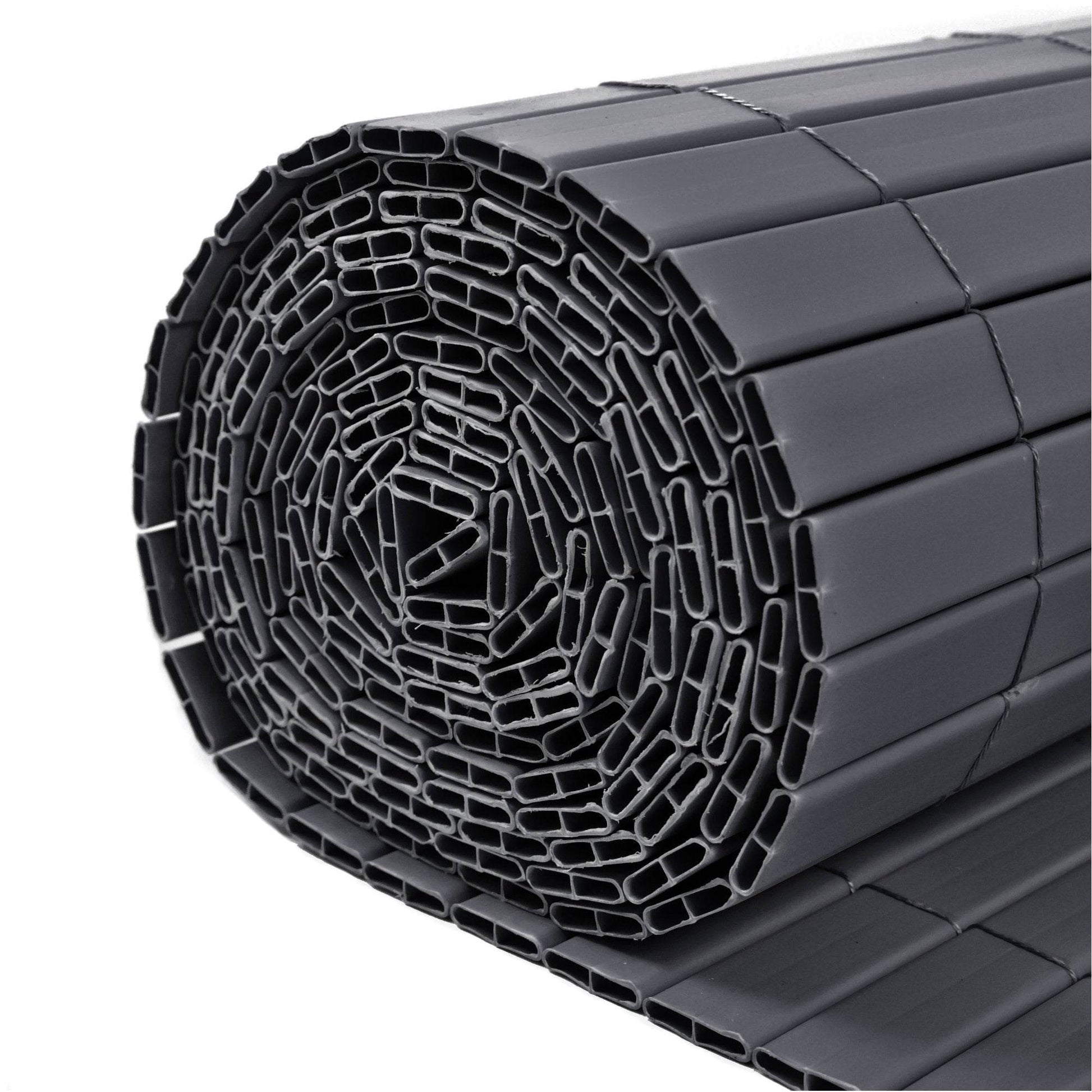 Artificial PVC Bamboo Screening Fence 4m - Grey - Evergreenery