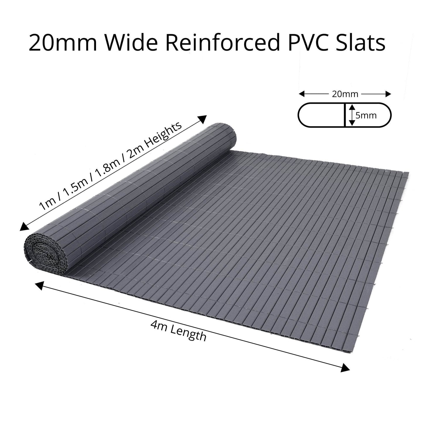 Artificial PVC Bamboo Screening Fence 4m - Grey - Evergreenery