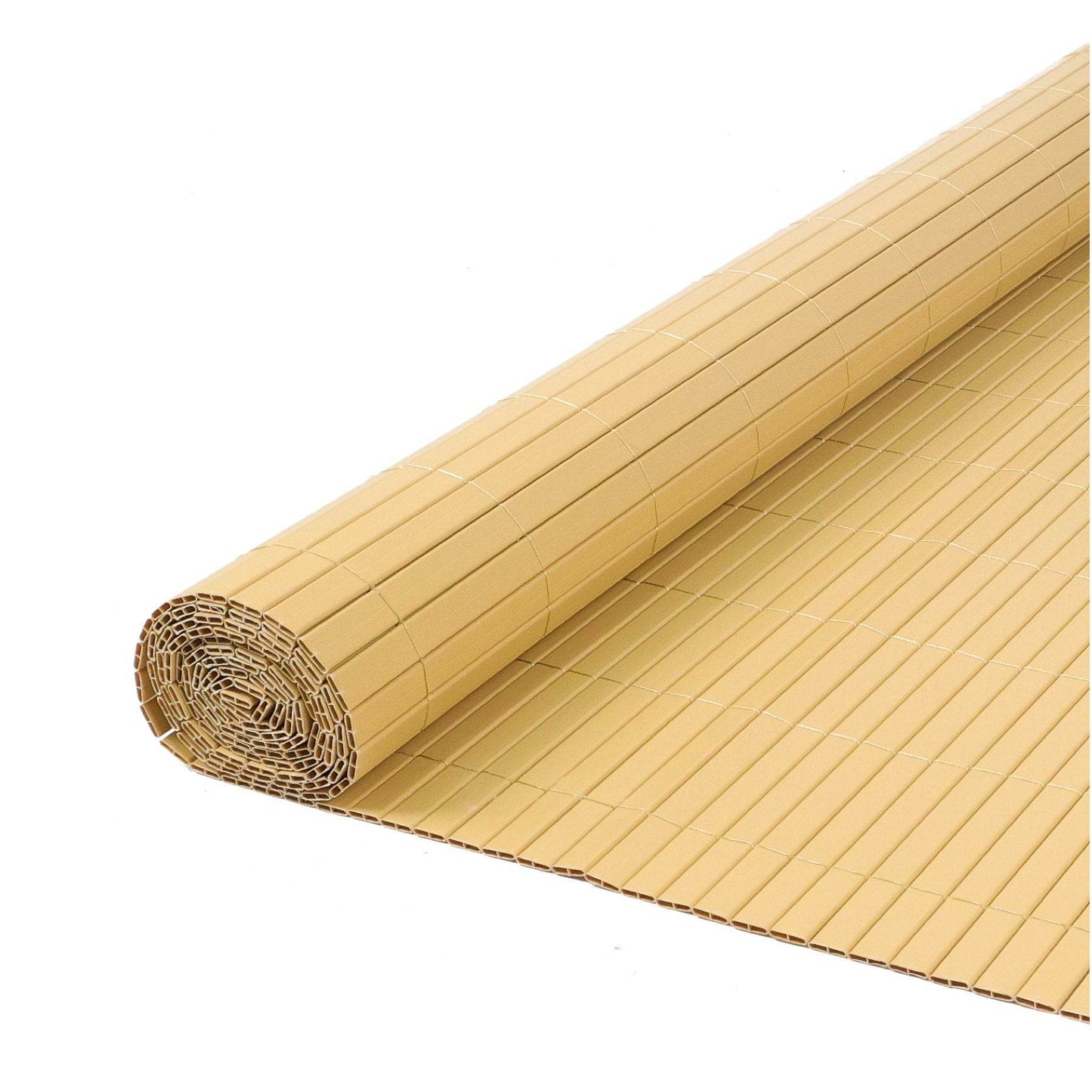 Artificial PVC Bamboo Screening Fence 4m - Natural - Evergreenery