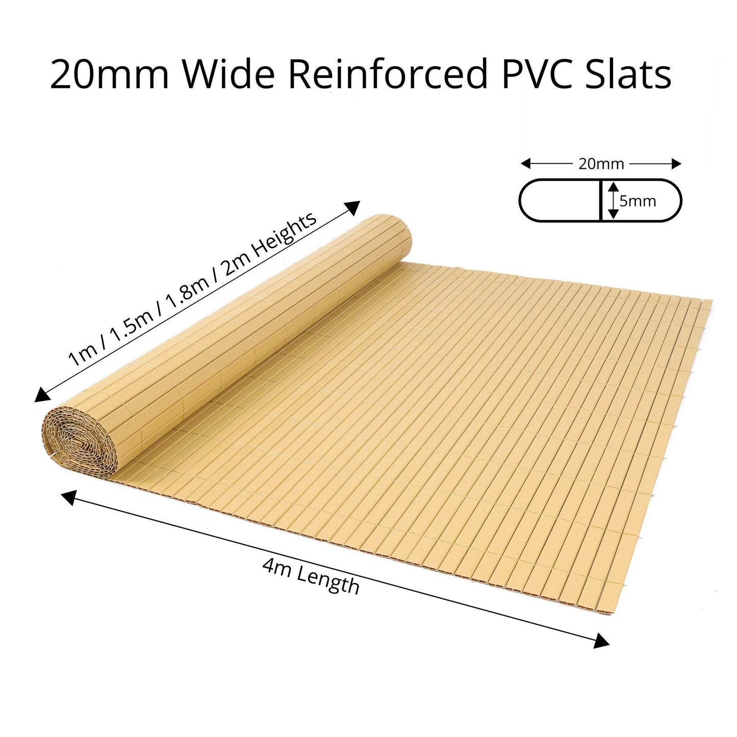 Artificial PVC Bamboo Screening Fence 4m - Natural - Evergreenery
