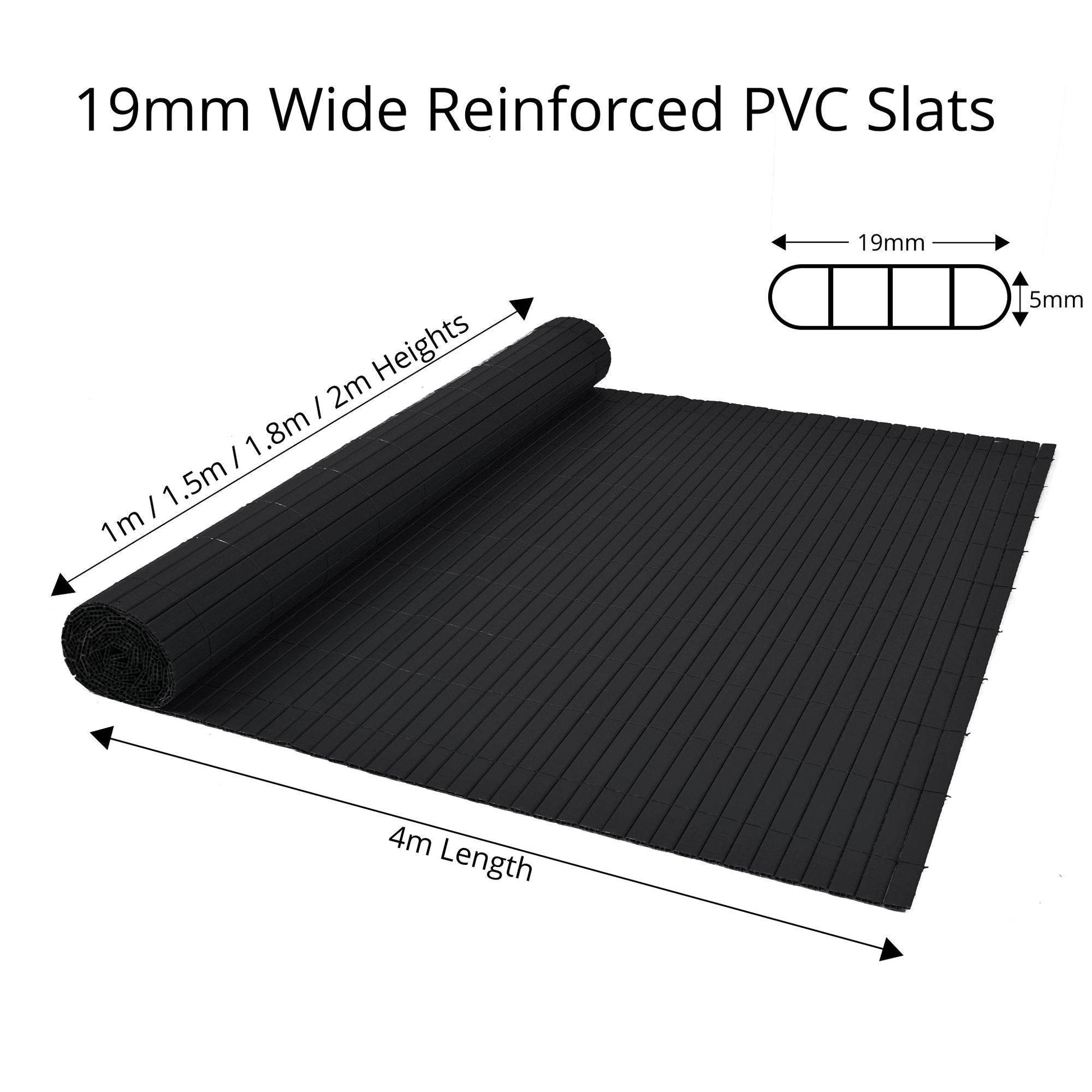 Artificial PVC Bamboo Screening Fence 4m - Black - Evergreenery