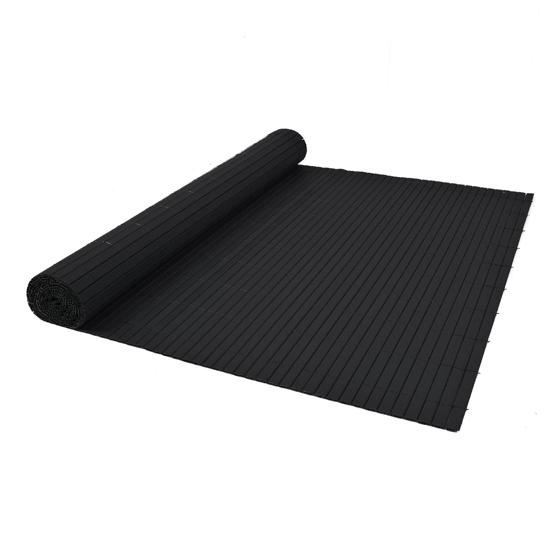 Artificial PVC Bamboo Screening Fence 4m - Black - Evergreenery