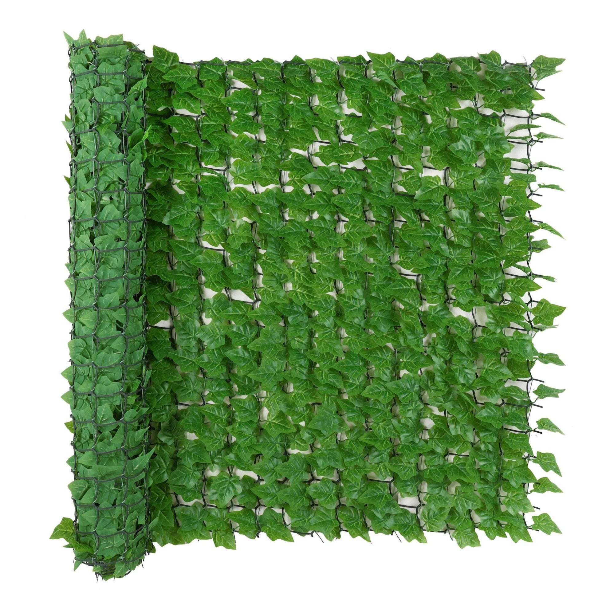 Premium Artificial Ivy Hedge Garden Fence Privacy Screening- Green - Evergreenery