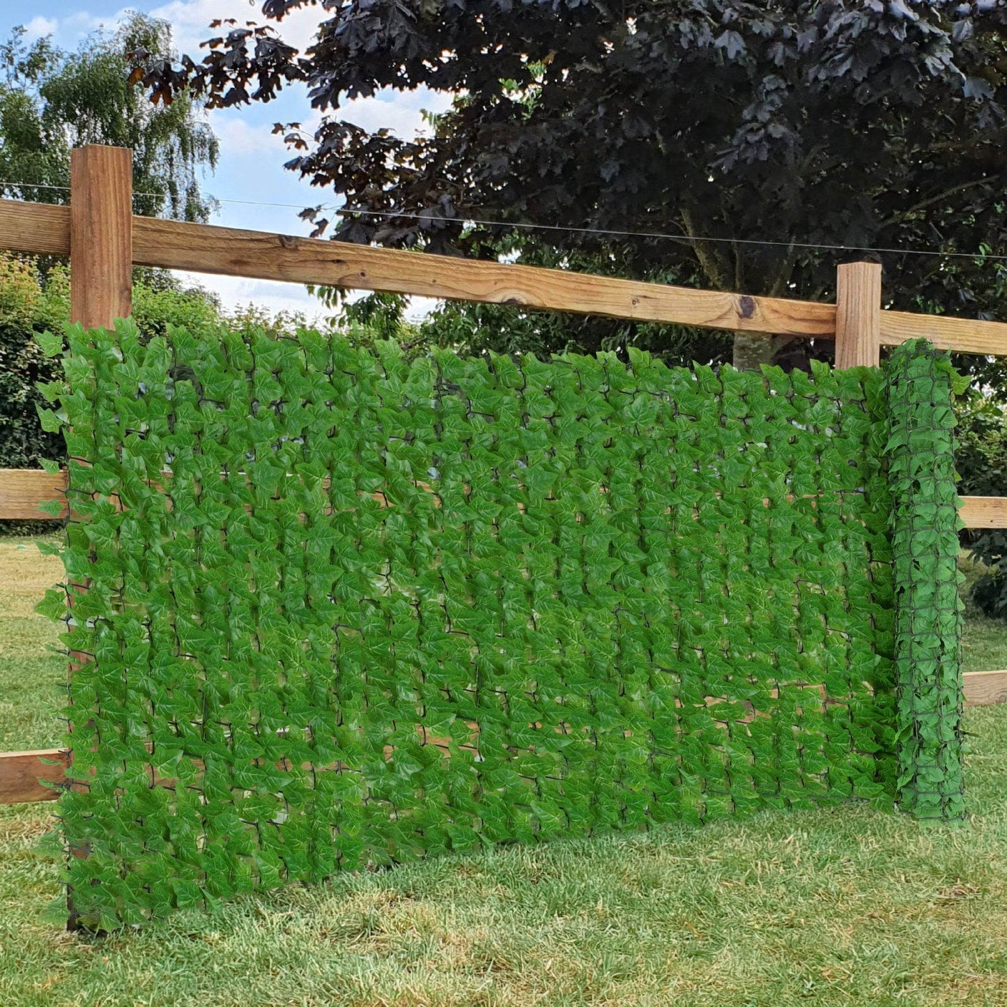 Premium Artificial Ivy Hedge Garden Fence Privacy Screening- Green - Evergreenery