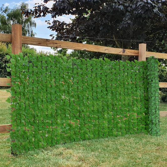 Premium Artificial Ivy Hedge Garden Fence Privacy Screening- Green - Evergreenery