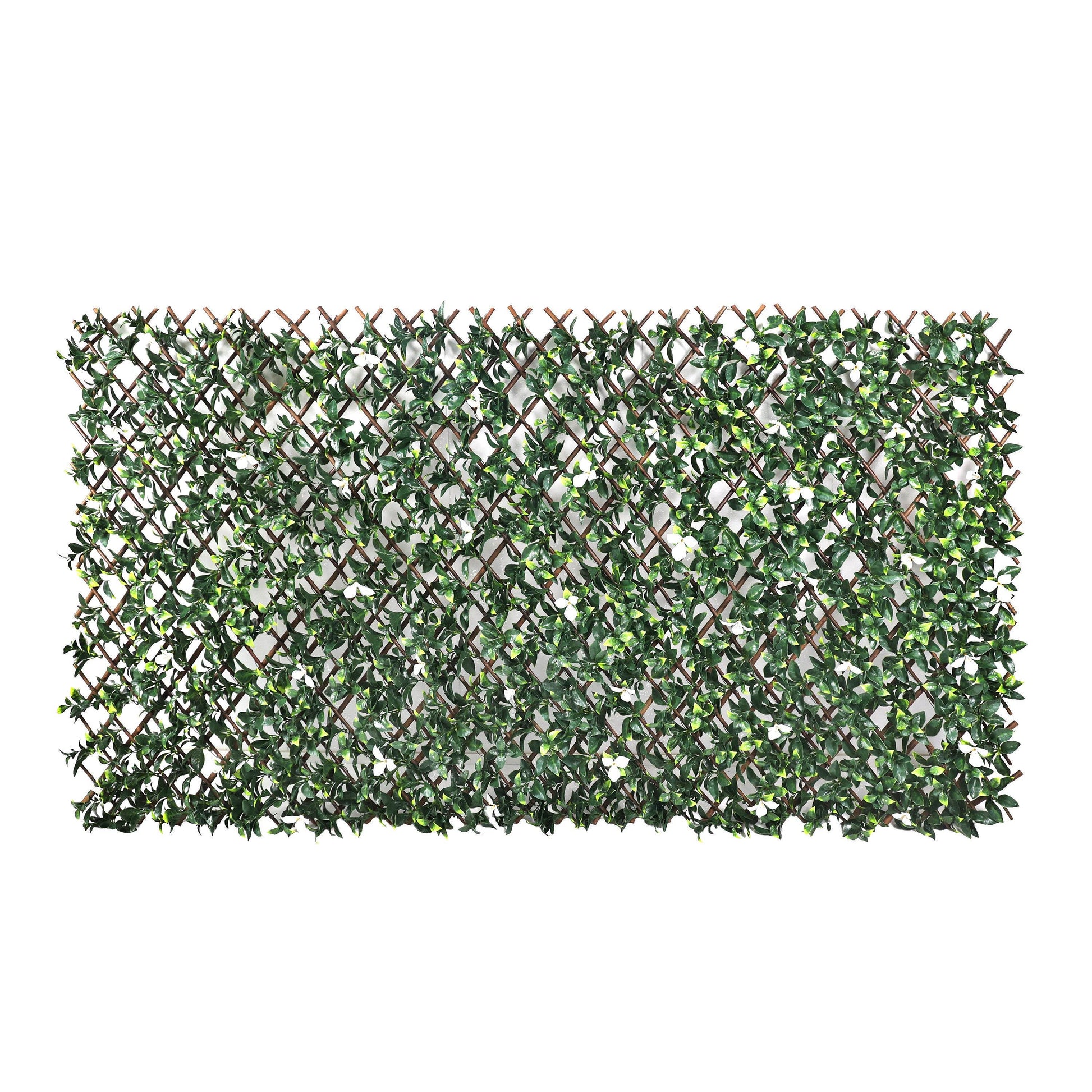 Premium Expanding Willow Trellis Artificial Laurel & White Flower - 1m x 2m - Evergreenery