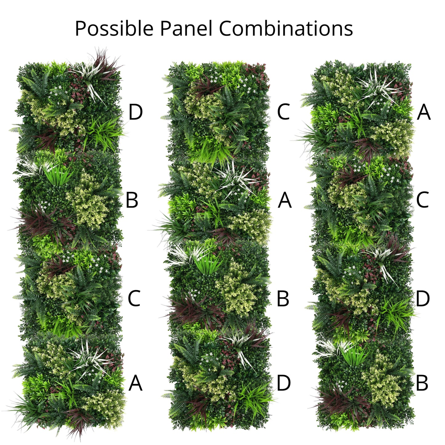 Combo of 4 Carnival Premium Artificial Plants Green Wall Panels 50cm x 50cm - Evergreenery