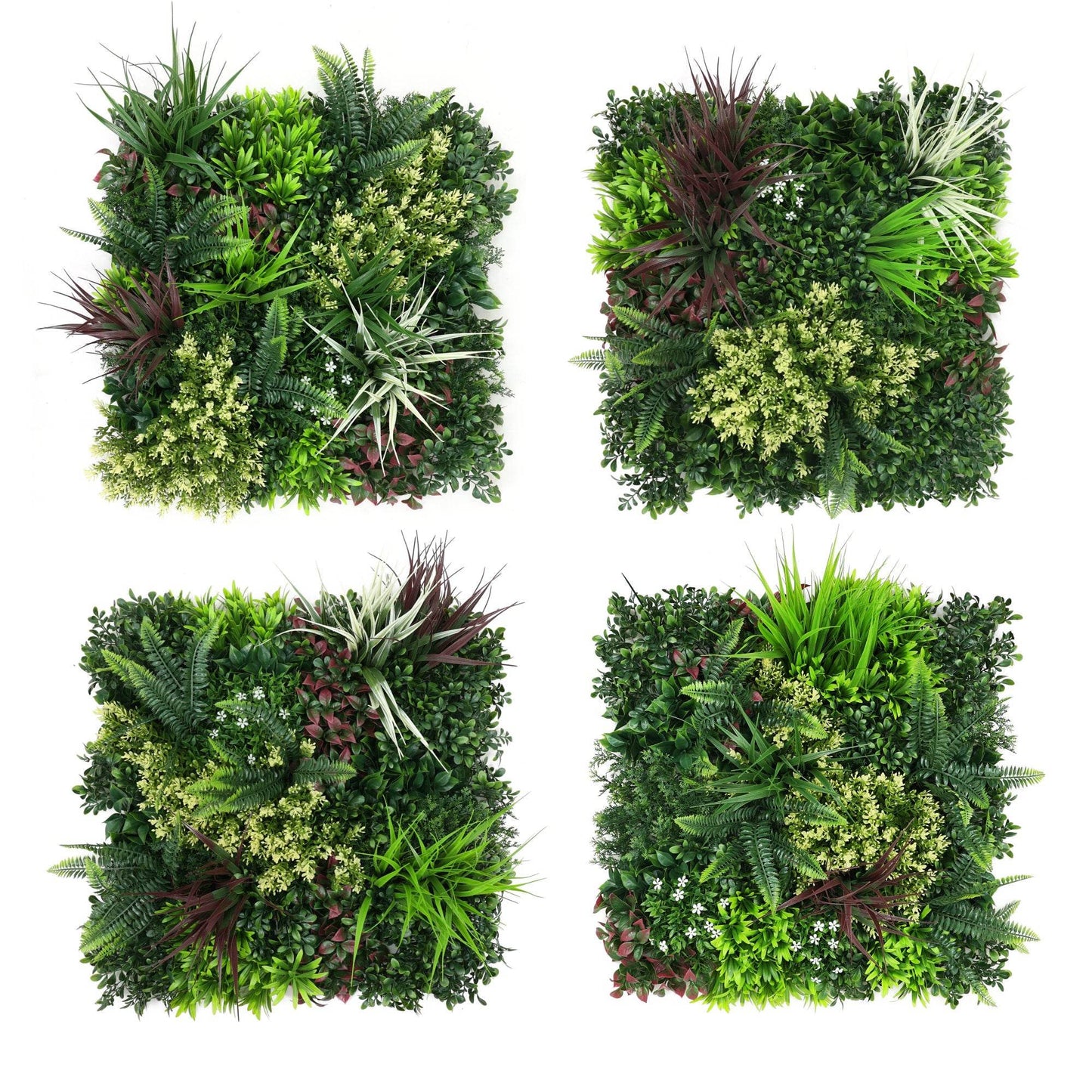Combo of 4 Carnival Premium Artificial Plants Green Wall Panels 50cm x 50cm - Evergreenery