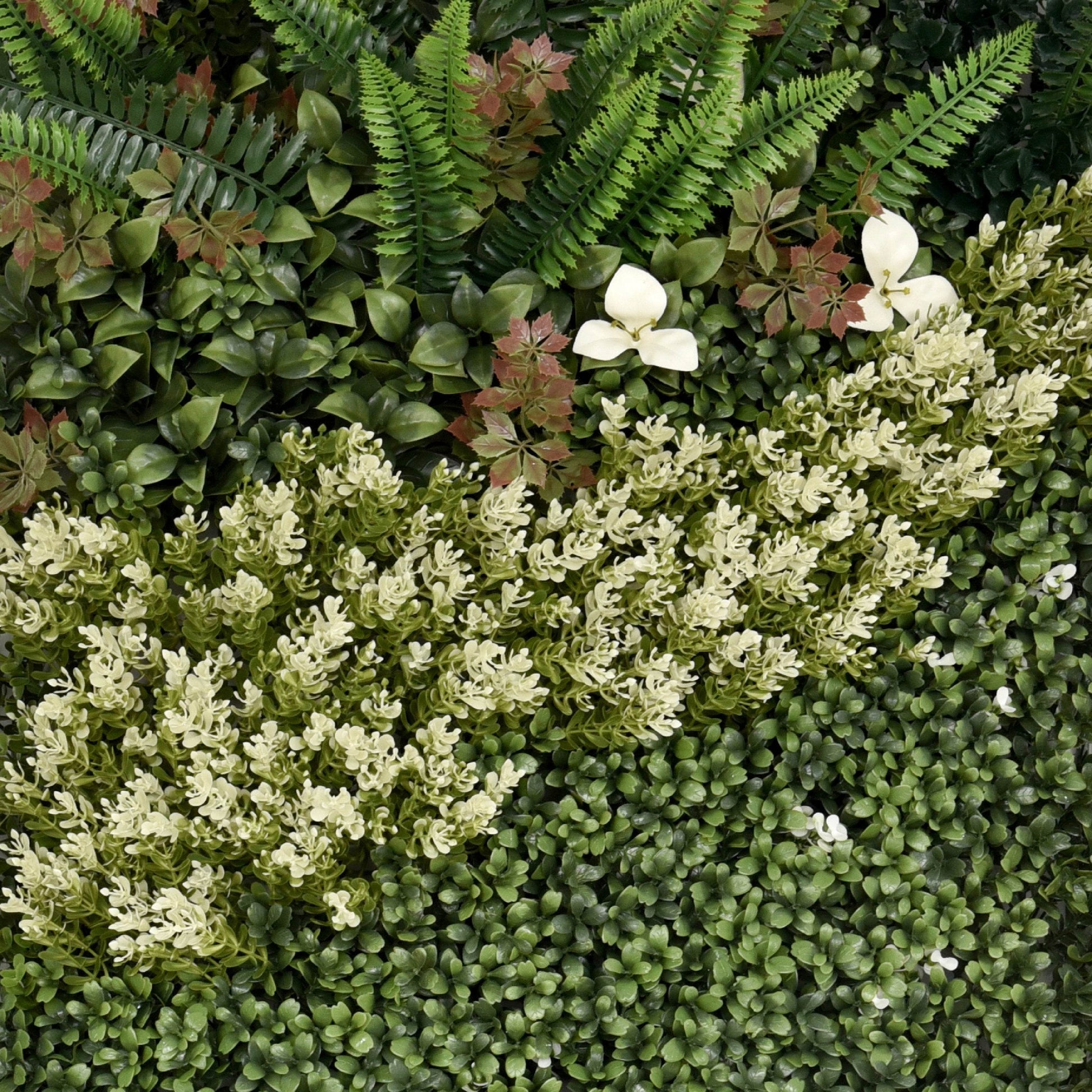 Premium Artificial Plants Green Wall Panel 1m x 50cm - White Blossom - Evergreenery