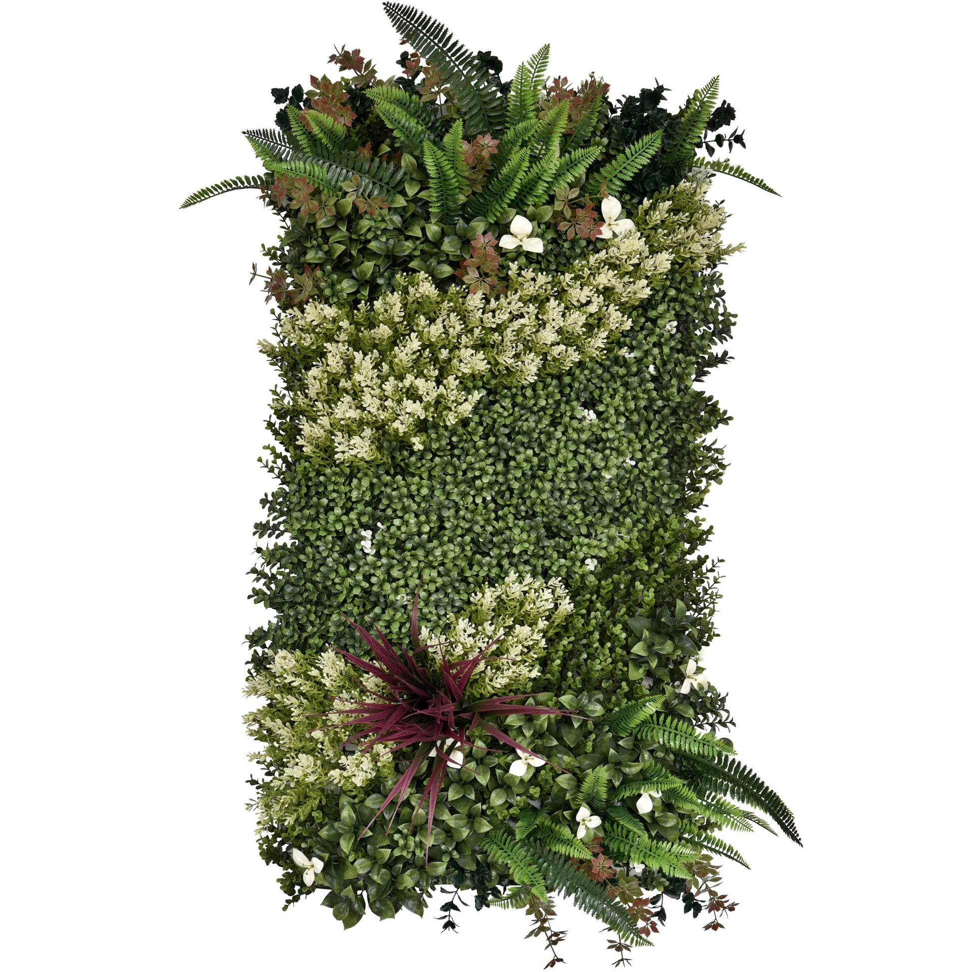 Premium Artificial Plants Green Wall Panel 1m x 50cm - White Blossom - Evergreenery