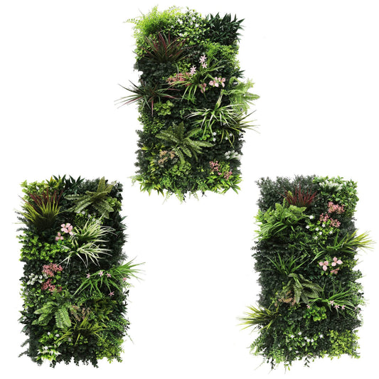 Combo of 3 Florence Premium Artificial Plants Green Wall Panels 1m x 50cm - Evergreenery