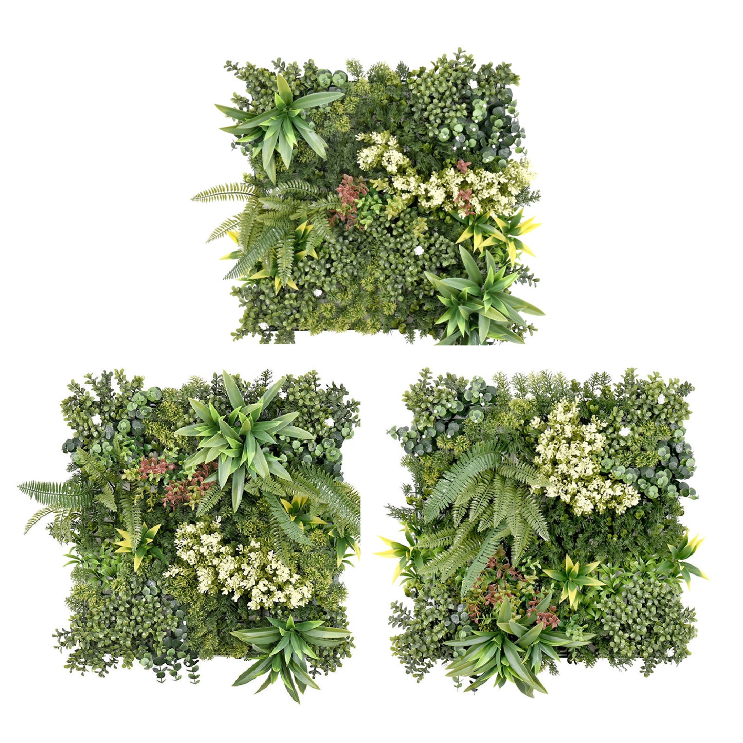 Combo of 3 Aurora Premium Artificial Green Wall Panels 50cm x 50cm
