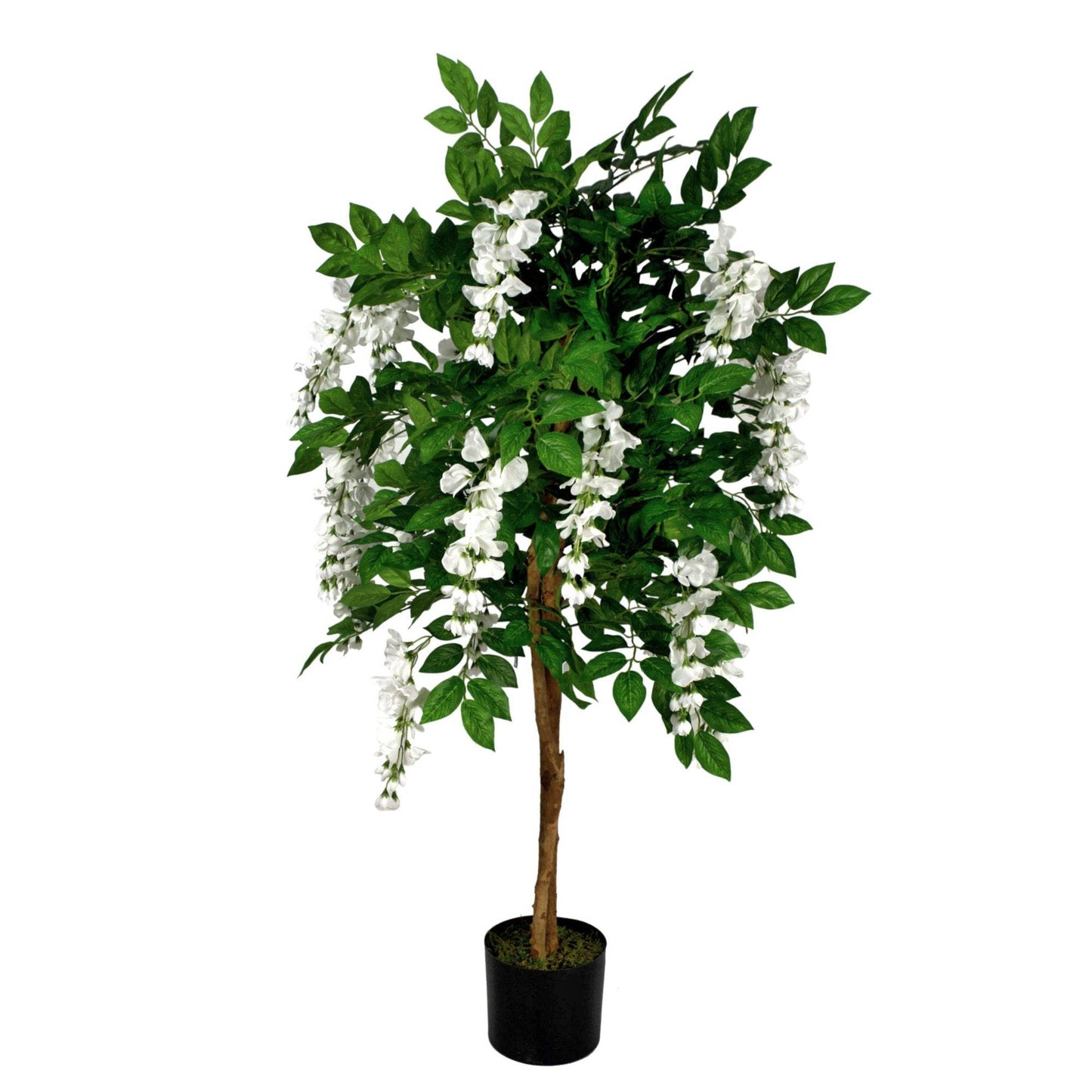 Artificial Wisteria Tree White Faux Silk Flowers 130cm - Evergreenery
