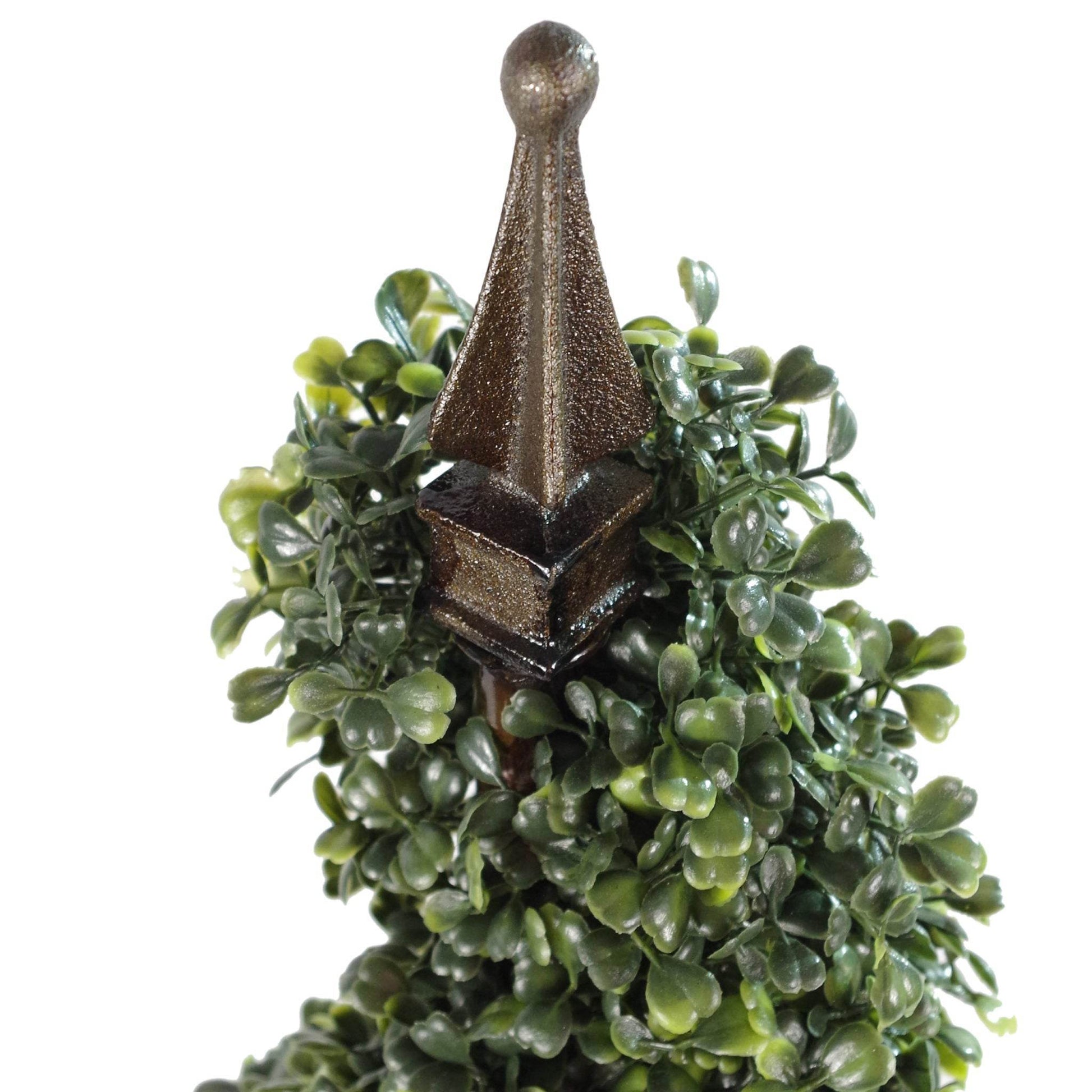 Pair of Artificial Topiary Spiral Boxwood Trees 90cm - Evergreenery