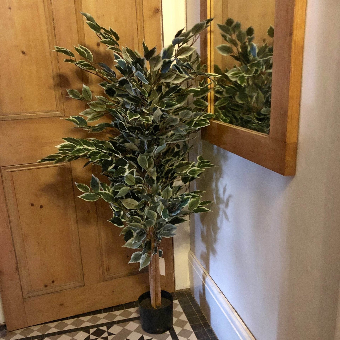 Artificial Variegated Ficus Tree Large Bushy Shape 130cm - Evergreenery