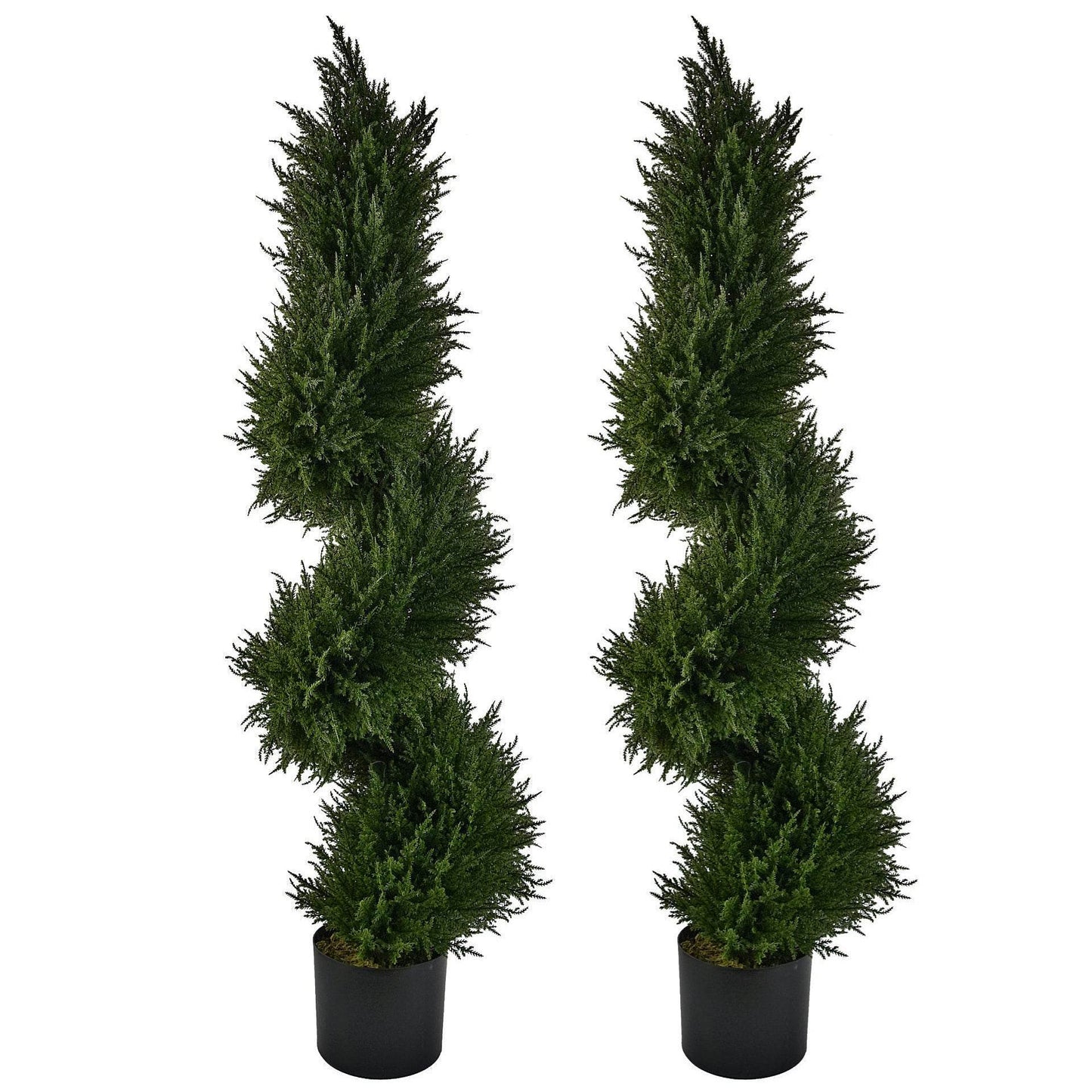 Pair of Artificial Cypress Spiral Topiary Trees 120cm - Evergreenery
