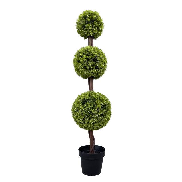 Artificial Topiary Triple Boxwood Ball Tree 120cm - Evergreenery