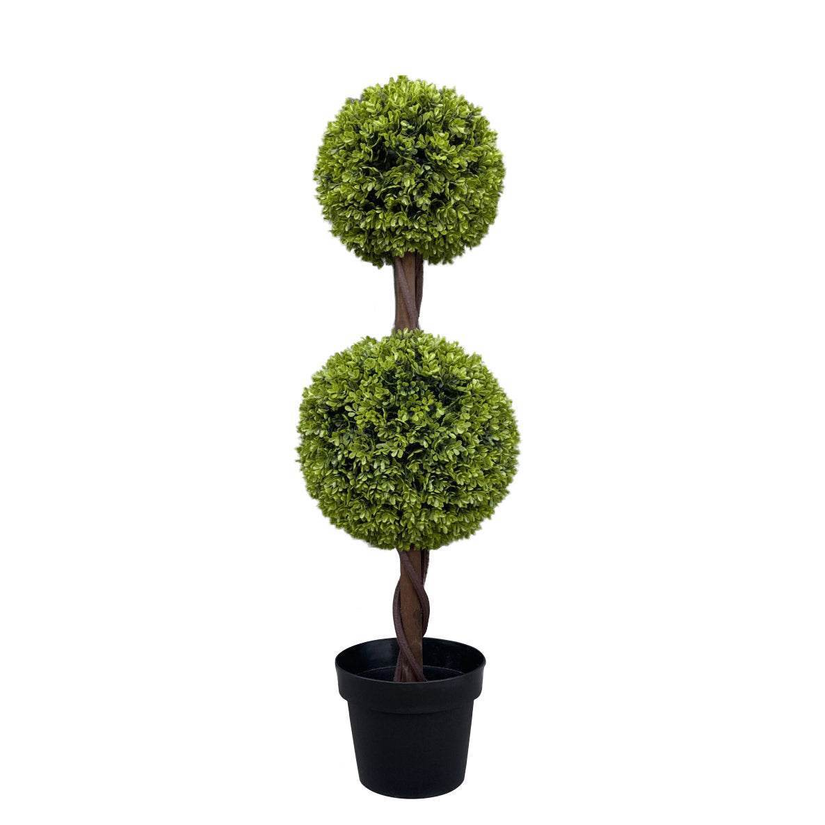Artificial Topiary Double Boxwood Ball Tree 90cm - Evergreenery