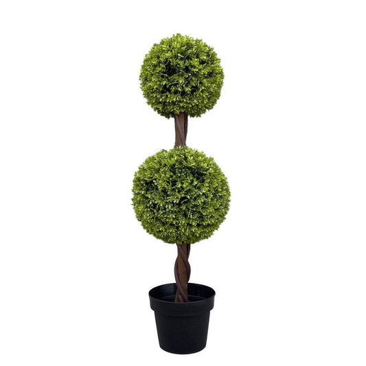 Artificial Topiary Double Boxwood Ball Tree 90cm - Evergreenery