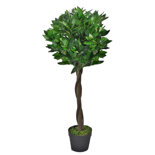 Artificial Topiary Bay Tree with Twisted Natural Trunk 90cm - Evergreenery