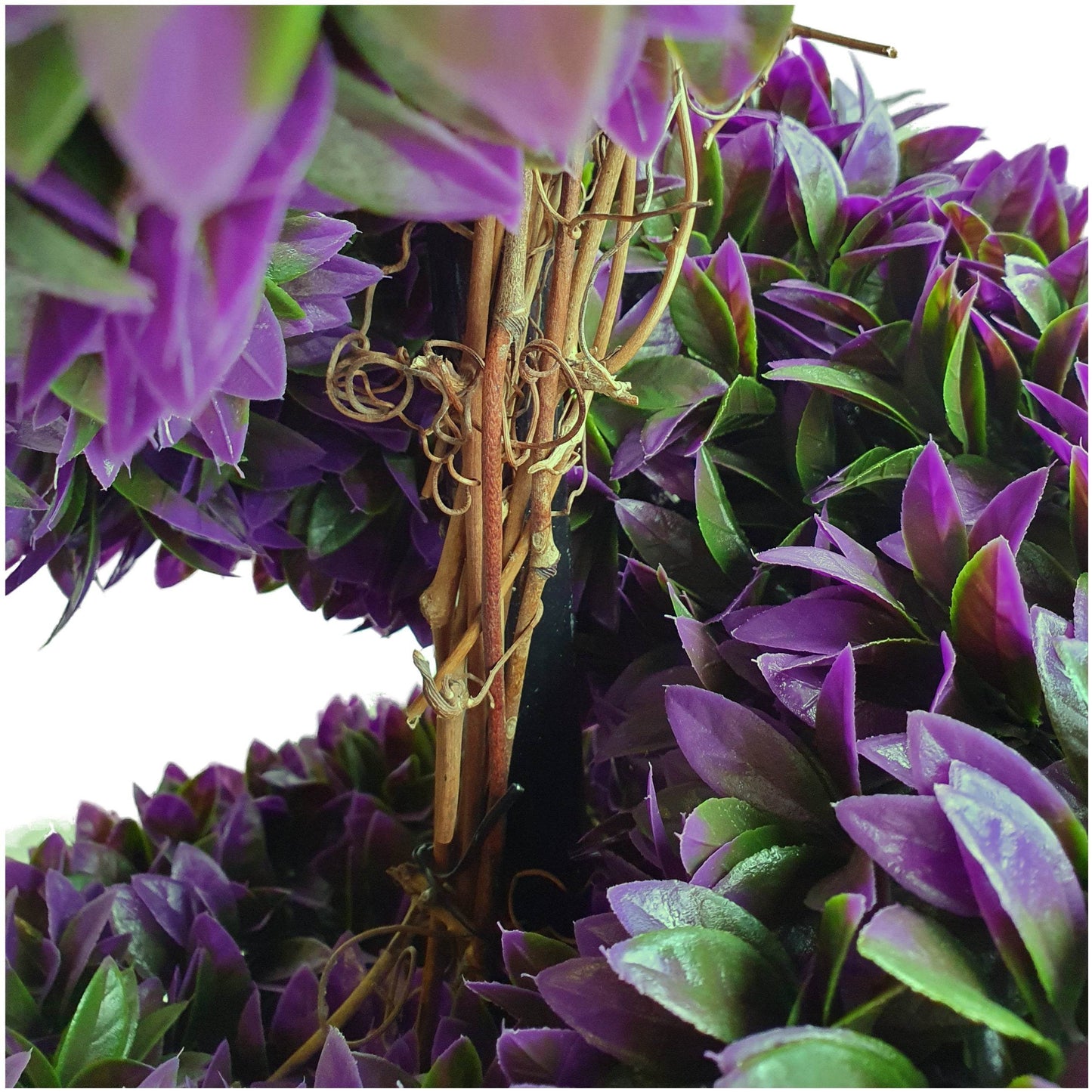 Pair of Artificial Spiral Purple Boxwood Topiary Tree with Decorative Planter 120cm - Evergreenery