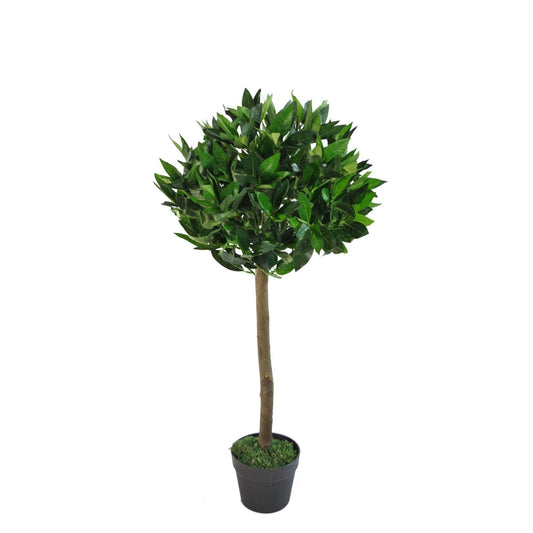 Artificial Topiary Bay Tree with Natural Trunk 90cm - Evergreenery