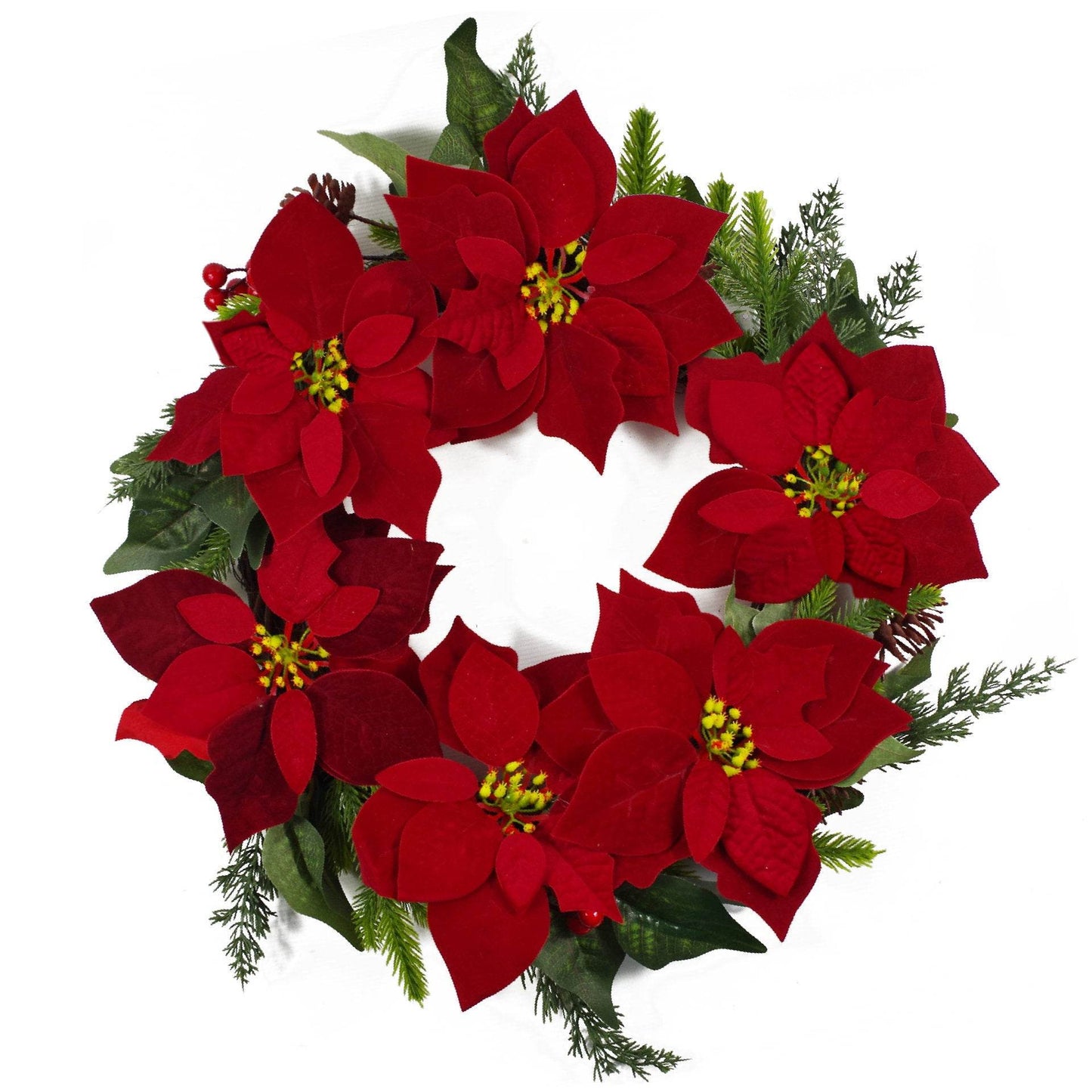 Large Poinsettia Christmas Wreath 60cm - Evergreenery