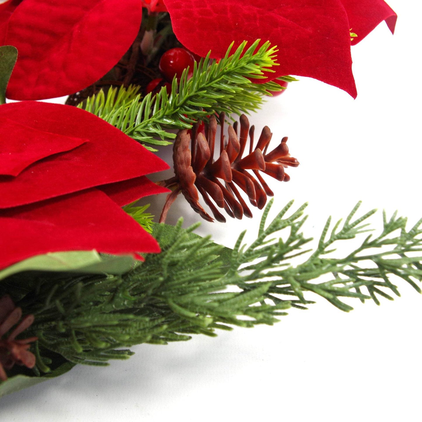 Large Poinsettia Christmas Wreath 60cm - Evergreenery