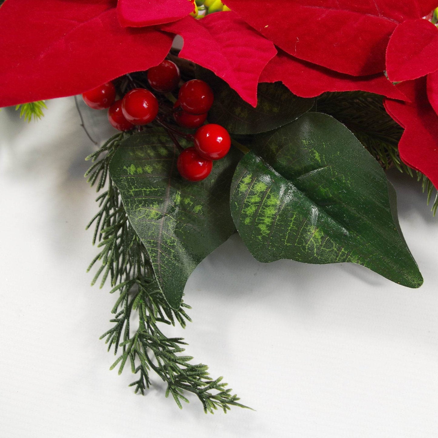 Large Poinsettia Christmas Wreath 60cm - Evergreenery
