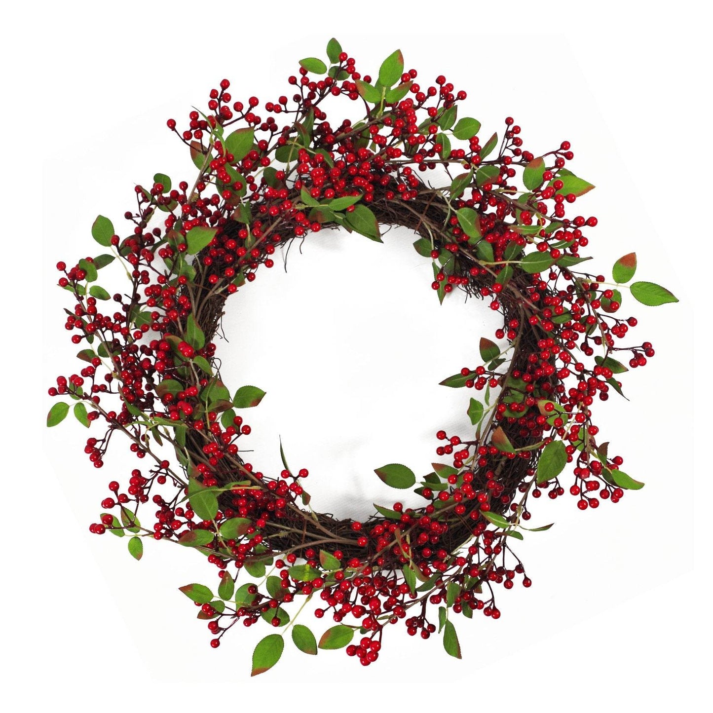 Large Christmas Natural Look Red Berry Floristry Wreath 60cm - Evergreenery