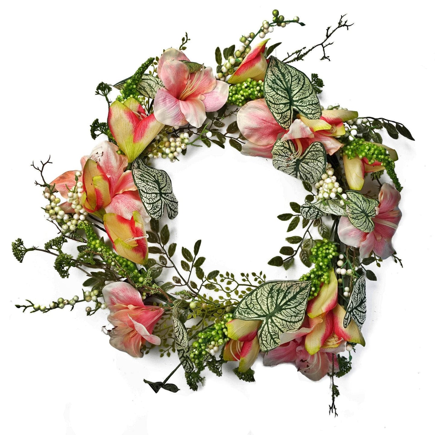 Pink Lily Wreath 60cm - Evergreenery