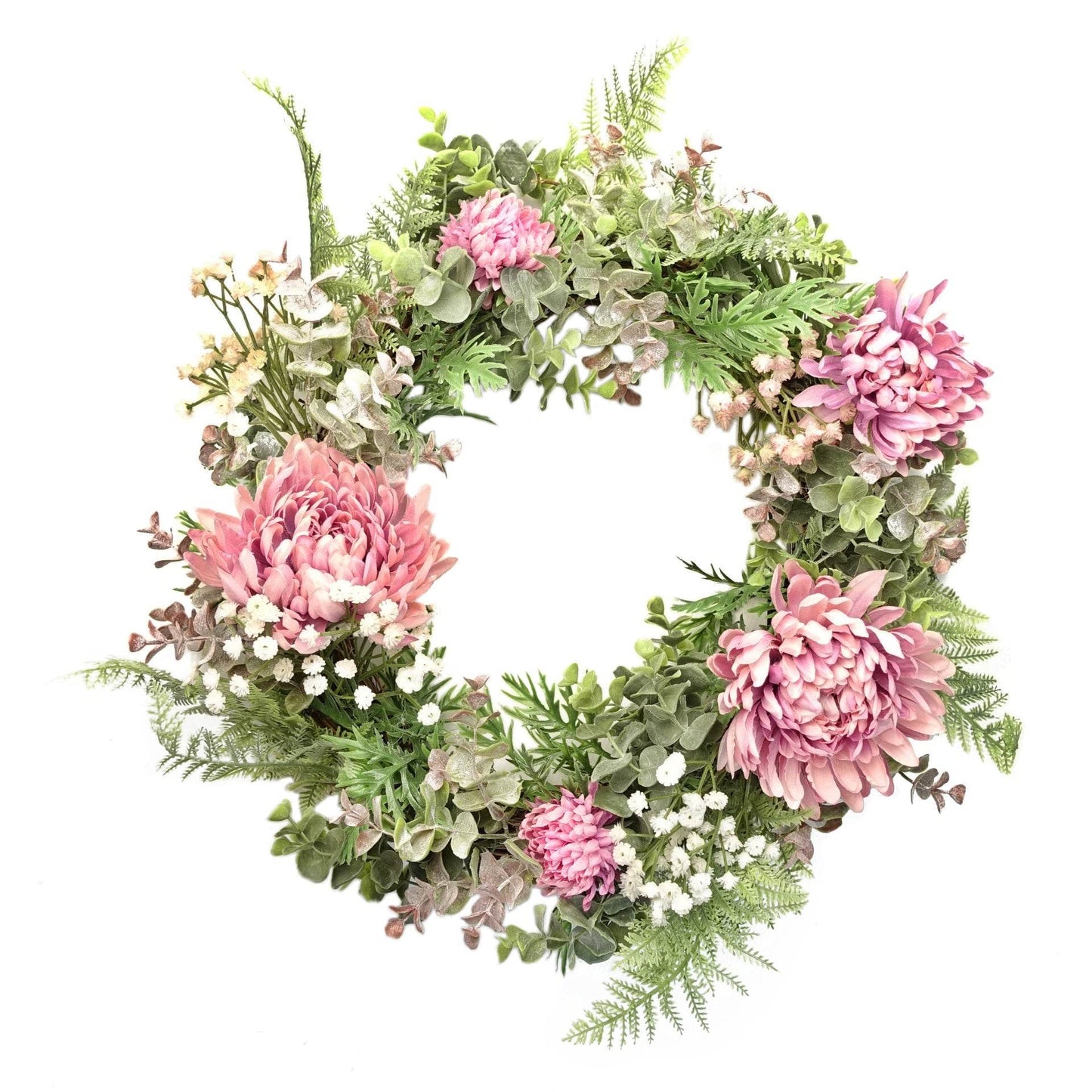 Pink Blossom Floral Wreath 45cm - Evergreenery