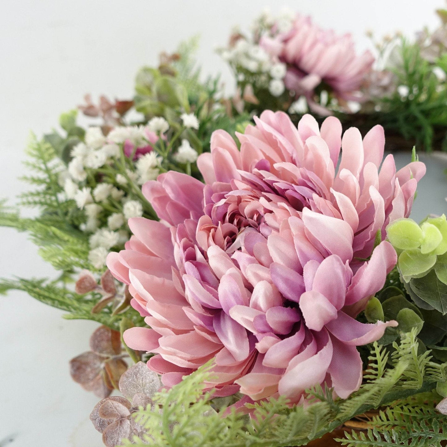 Pink Blossom Floral Wreath 45cm - Evergreenery