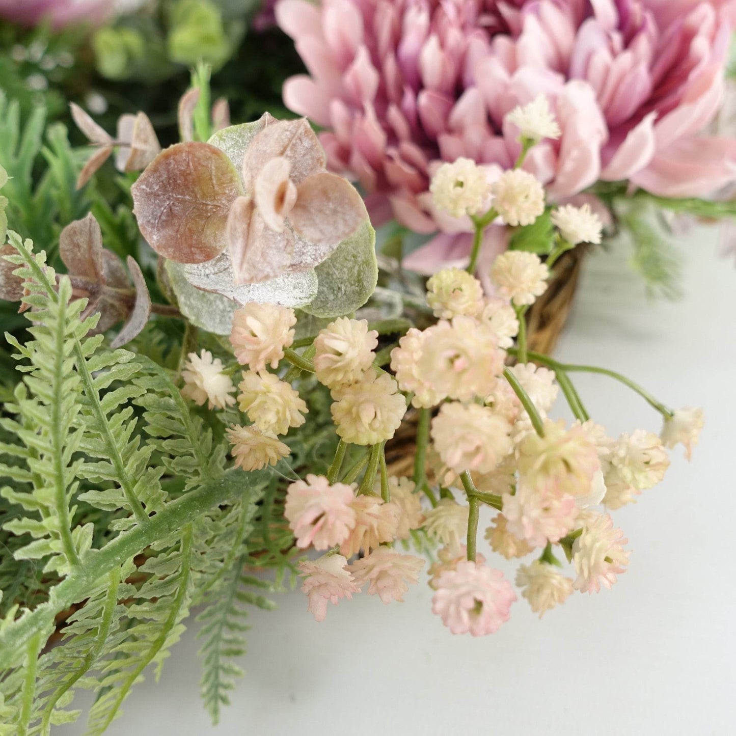 Pink Blossom Floral Wreath 45cm - Evergreenery