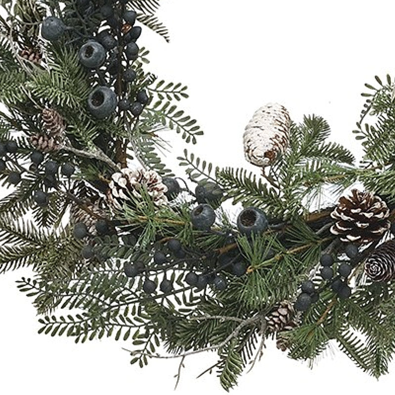 Fir and Blue Berries Winter Wreath 56cm