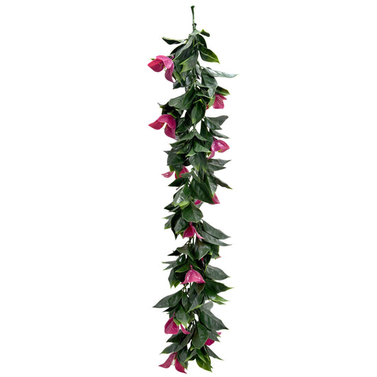 Artificial Red Bougainvillea Hanging Vine 65cm - Evergreenery