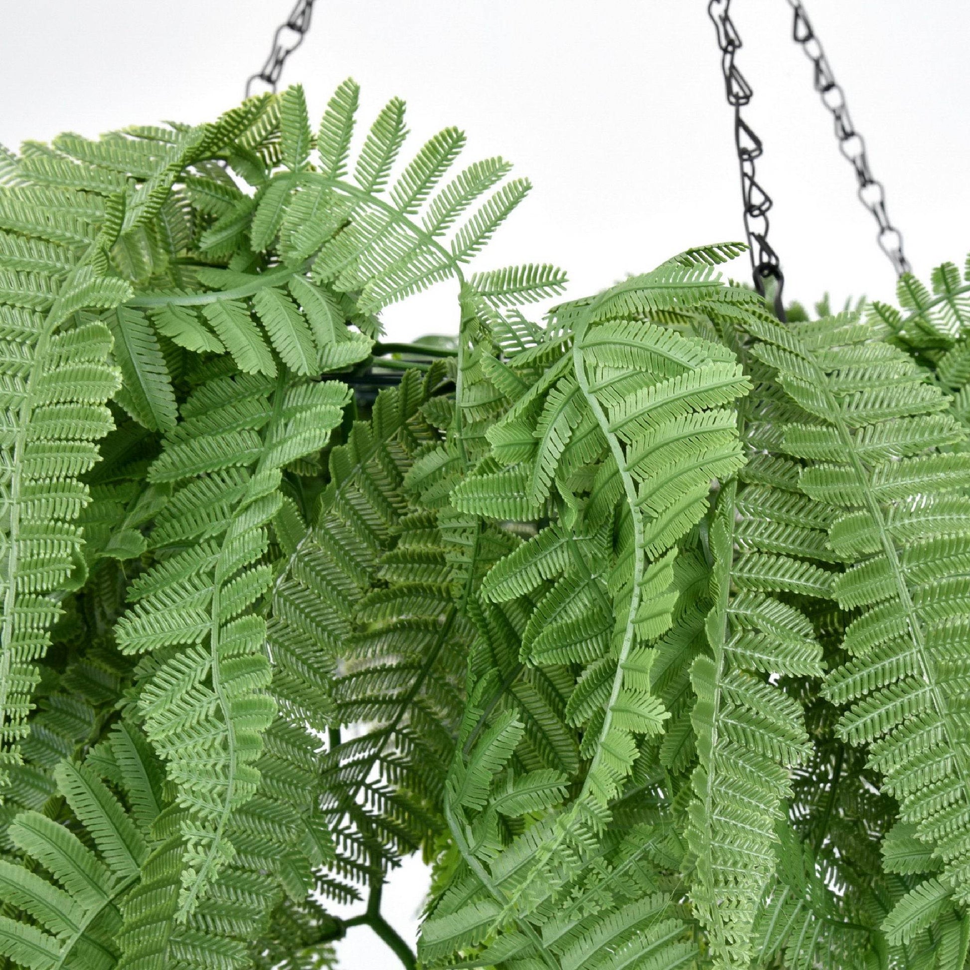 Hanging Hoop with Artificial Woodland Trailing Ferns 60cm Diameter - Evergreenery