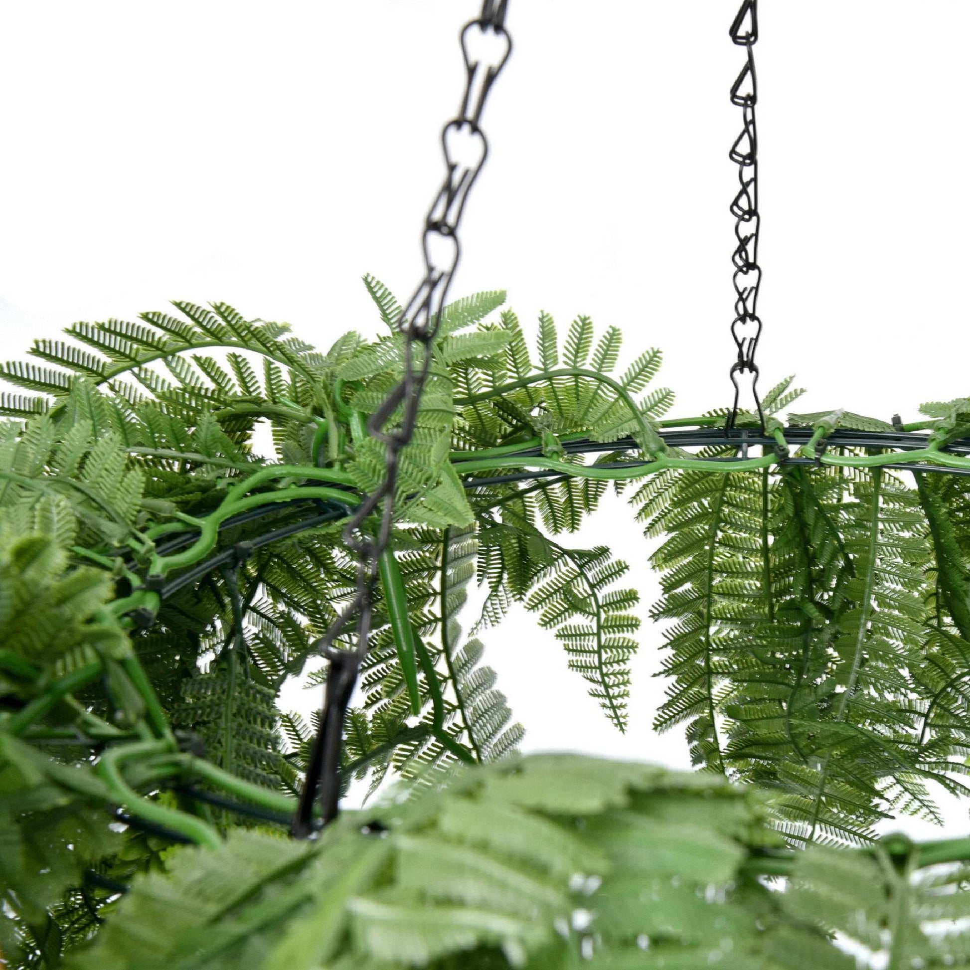 Hanging Hoop with Artificial Woodland Trailing Ferns 60cm Diameter - Evergreenery