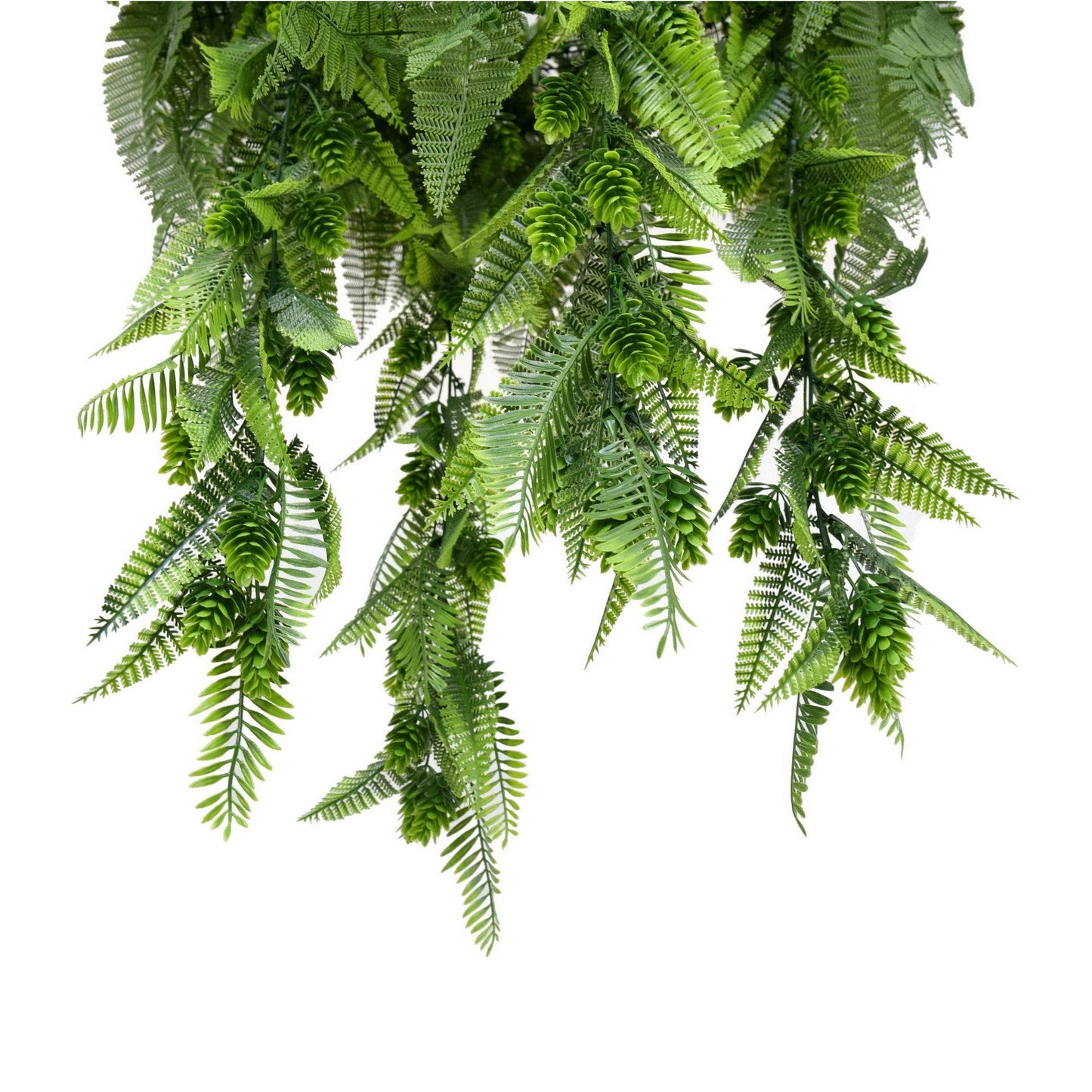 Hanging Hoop with Artificial Woodland Trailing Ferns 60cm Diameter - Evergreenery