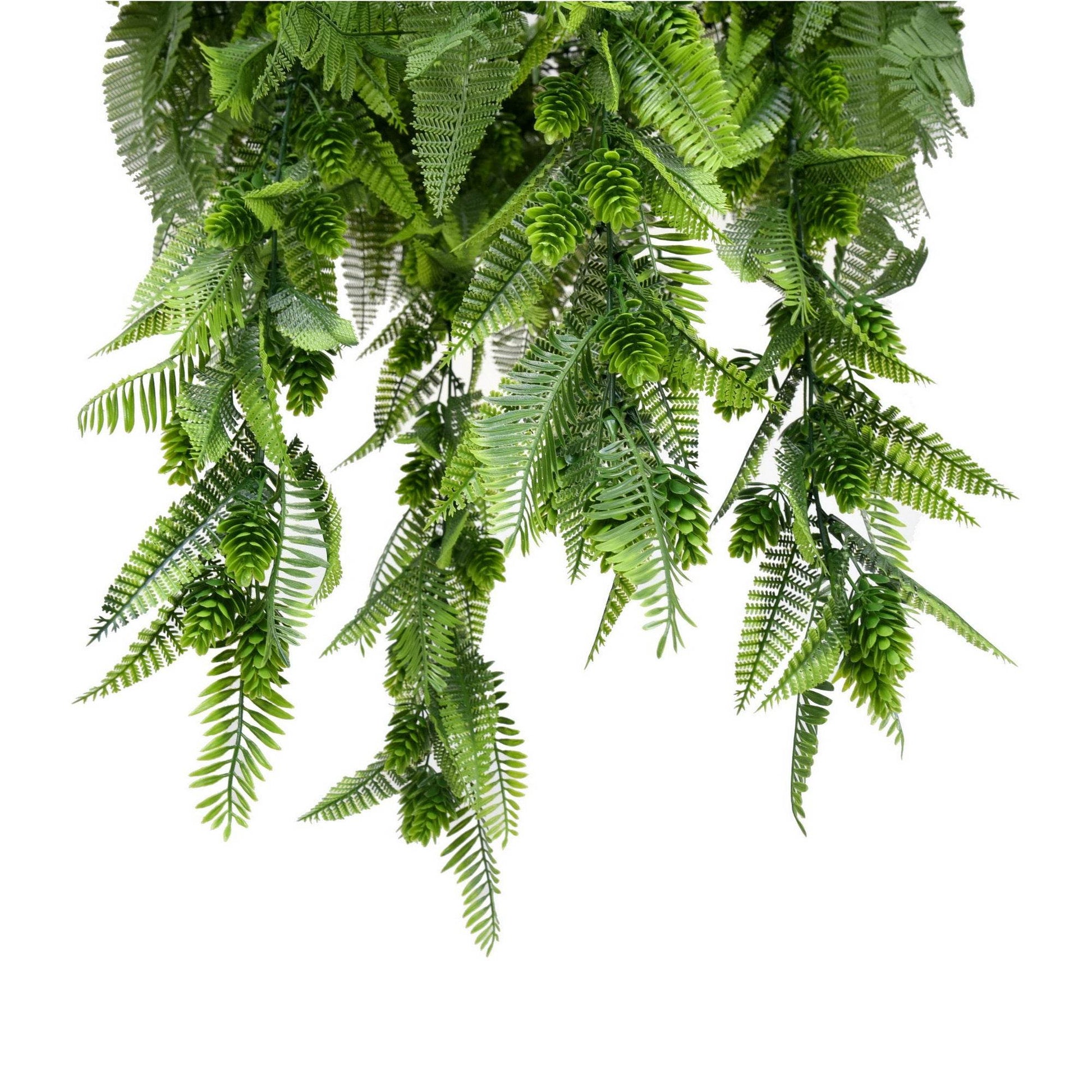 Hanging Hoop with Artificial Woodland Trailing Ferns 60cm Diameter - Evergreenery