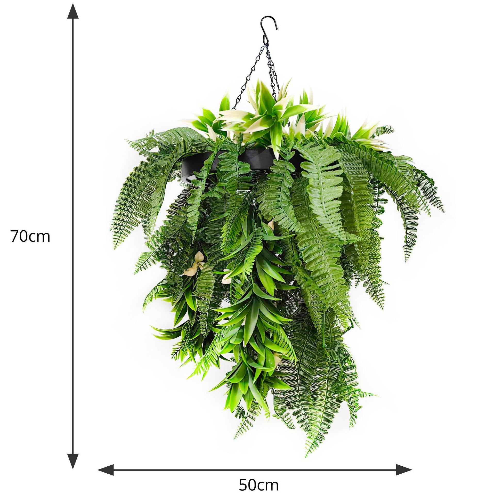 Hanging Hoop with Artificial Rainforest Trailing Plants 50cm Diameter - Evergreenery