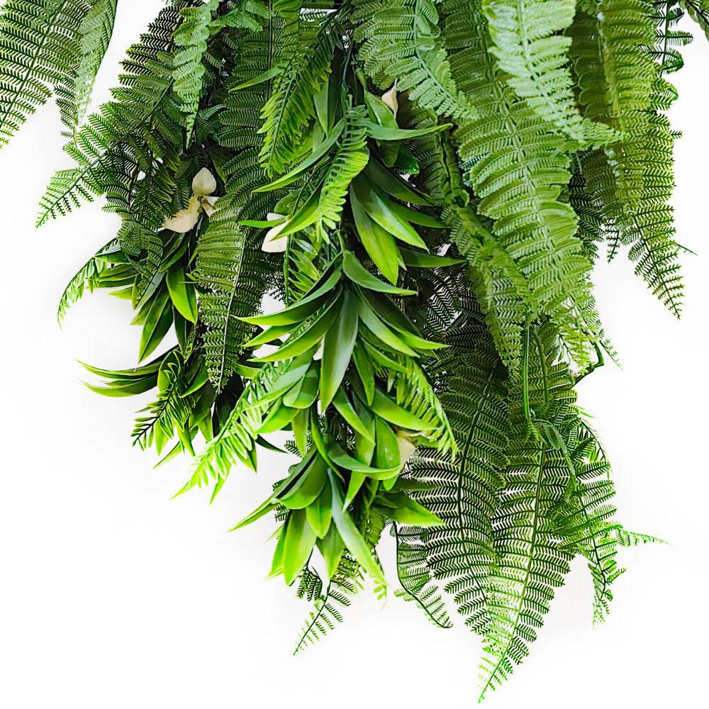 Hanging Hoop with Artificial Rainforest Trailing Plants 50cm Diameter - Evergreenery