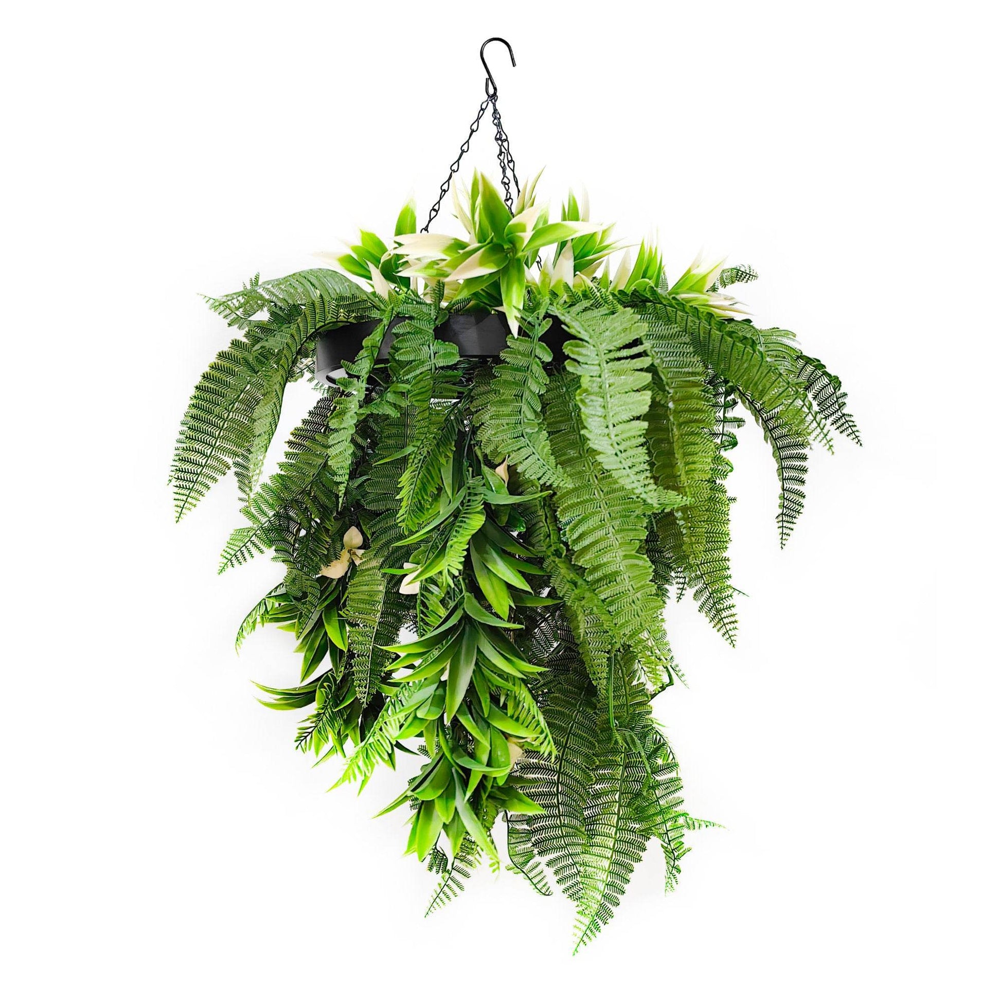 Hanging Hoop with Artificial Rainforest Trailing Plants 50cm Diameter - Evergreenery