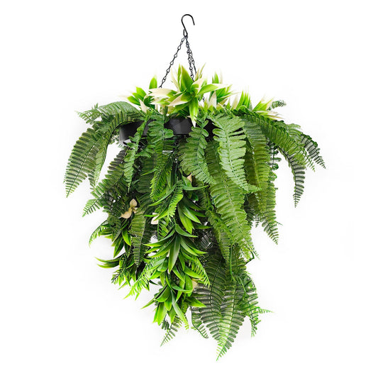 Hanging Hoop with Artificial Rainforest Trailing Plants 50cm Diameter - Evergreenery