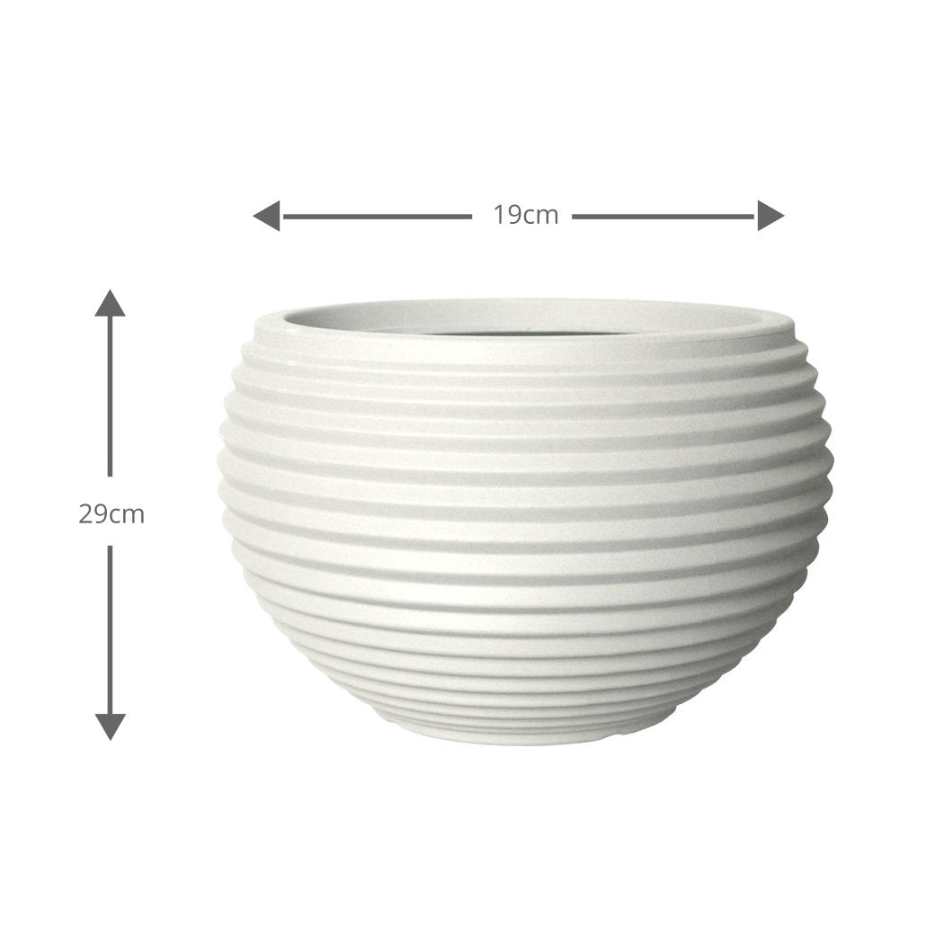 Round Ribbed Plant Pot 29 x 29 x 19cm 9L - Beige