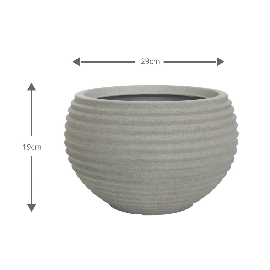 Oslo Round Rippled Plant Pot 29 x 19cm 9L - Grey
