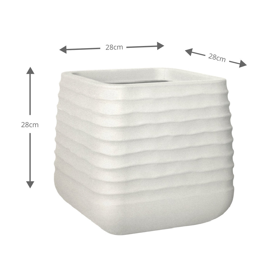 Oslo Square Ripple Plant Pot 28 x 28cm 18L - Beige
